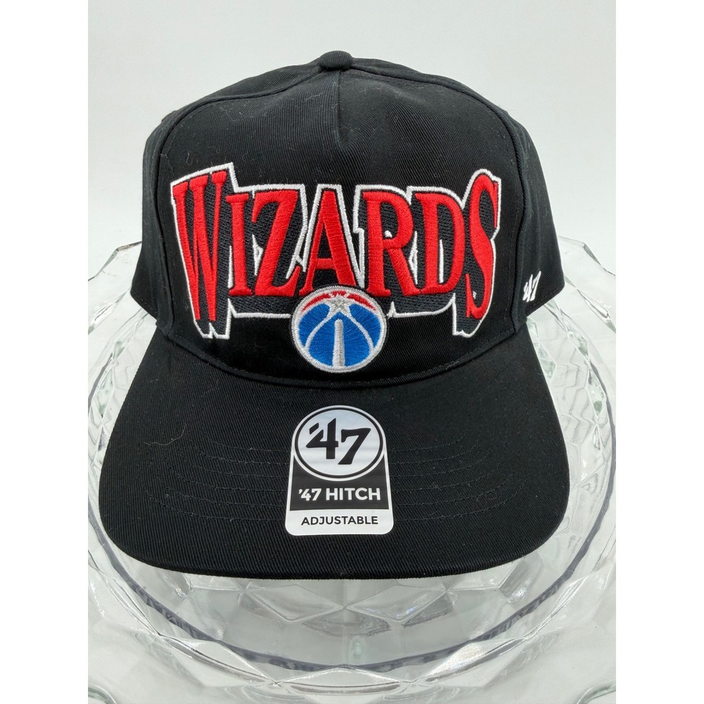 47 Brand Washington Wizards NBA 47 Hitch Black Adjustable Snapback Hat OSFA